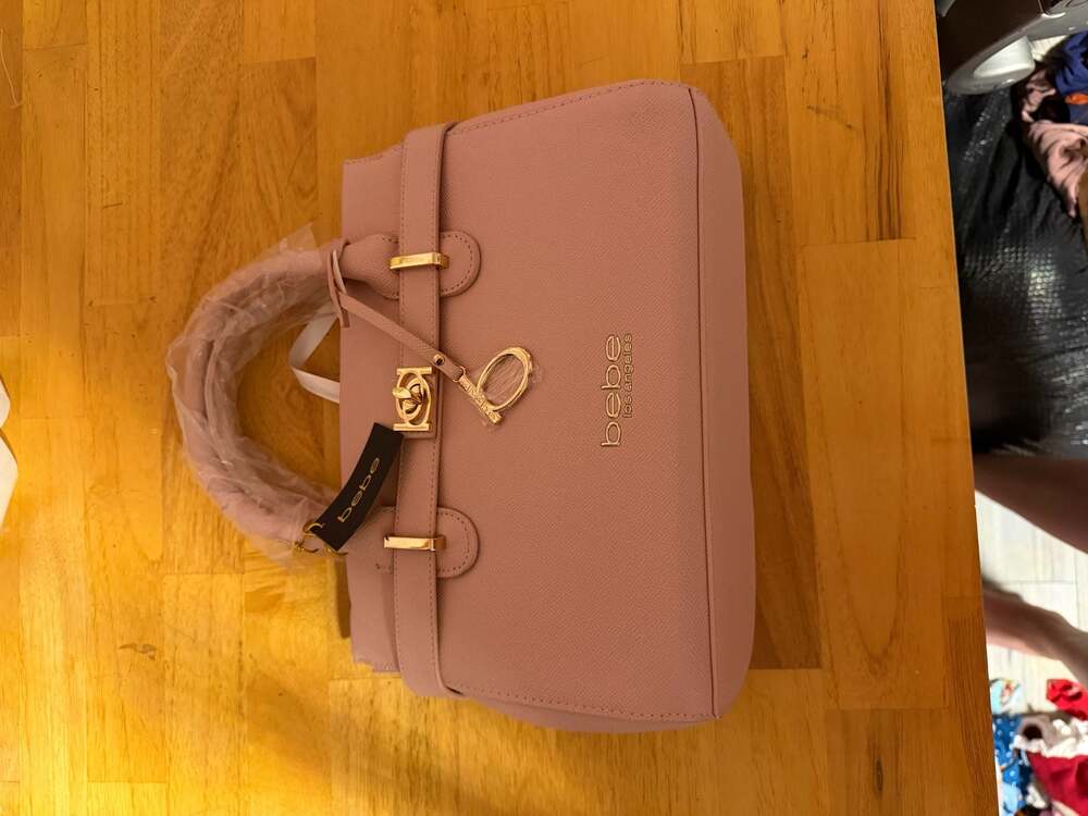 bebe Evie Satchel Handbag in Blush Pink